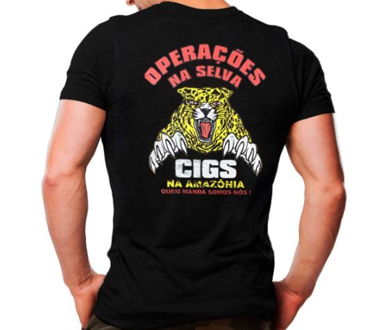 Camiseta Militar Estampada CIGS Operações Na Selva Preta - Atack