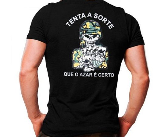 Camiseta Militar Estampada Tenta A Sorte Preta - Atack