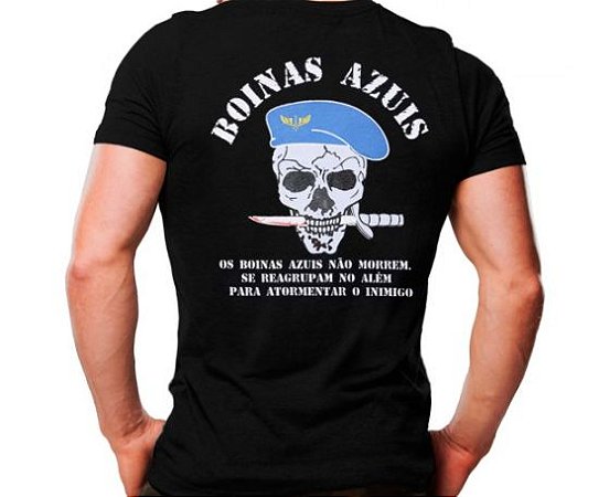 Camiseta Militar Estampada Boinas Azuis Preta - Atack