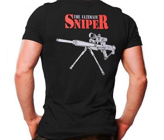 Camiseta Militar Estampada Sniper Preta - Atack