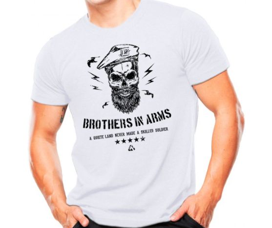 Camiseta Militar Estampada Brothers In Arms Branca - Atack