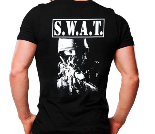 Camiseta Militar Estampada S.W.A.T. Atirador Preta - Atack