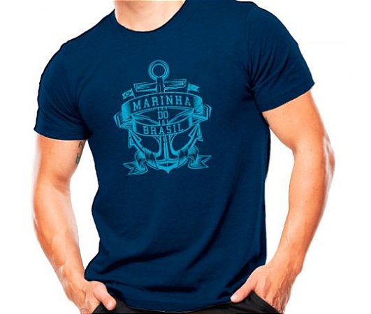 Camiseta Militar Estampada Marinha Do Brasil Azul Estampa Azul - Atack