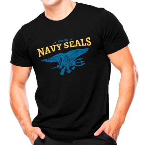 Camiseta Militar Estampada Navy Seals Preta - Atack