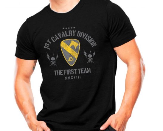Camiseta Militar Estampada Cavalaria Dos Eua Preta - Atack