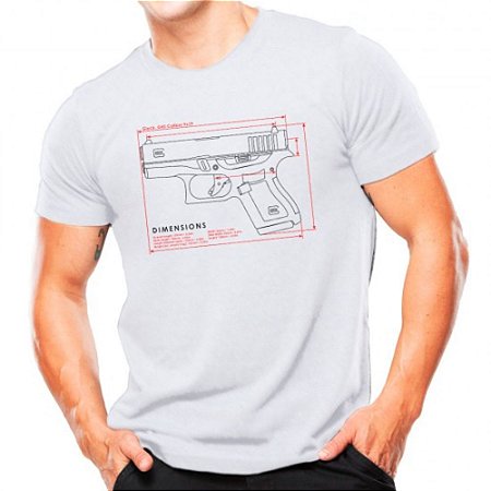 Camiseta Militar Estampada Glock G43 Branca - Atack