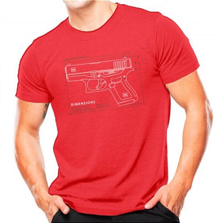 Camiseta Militar Estampada Glock G43 Vermelha - Atack