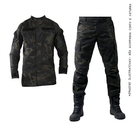 Farda Tática Bélica - Calça Combat e Gandola Camuflada Multicam Black