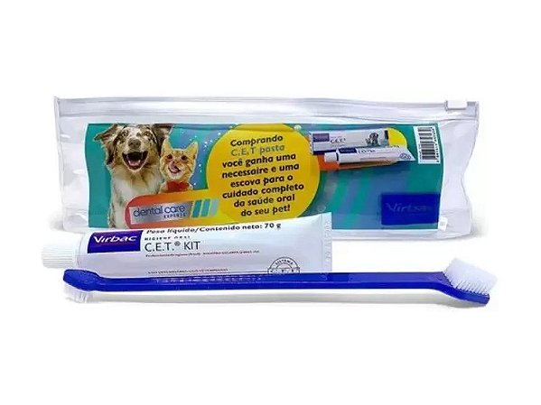 Kit Pasta Dental 70g + Escova + nécessaires C.E.T. Virbac