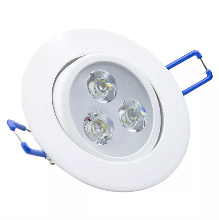 Spot LED Embutir 3w Direcionável Redondo Branco Quente