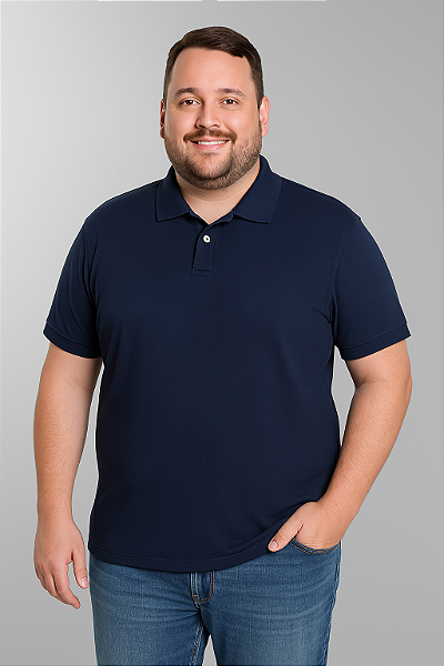 Camiseta Polo Plus Size Masculina Preta - Uniforme Lisa Atacado