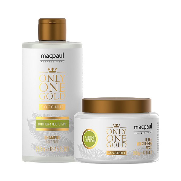 Kit Shampoo Máscara Leave-In Only One Gold Coconut - Macpaul Professional