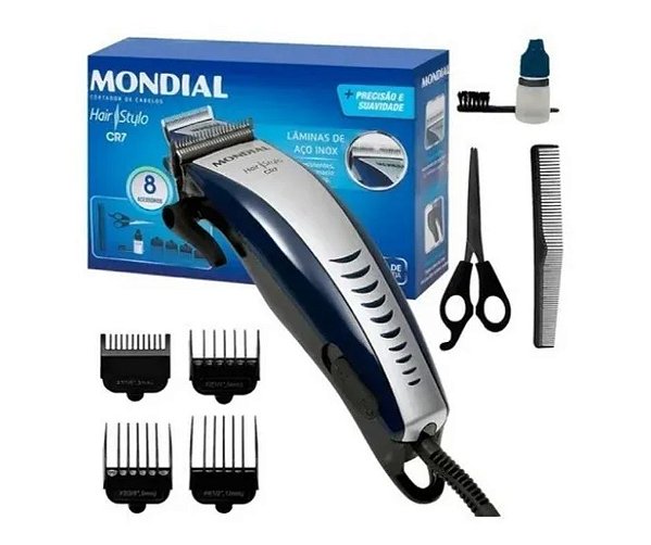 Cortador de Cabelo Mondial Hair Stylo CR-07 8910-01 Azul/Prata 110V