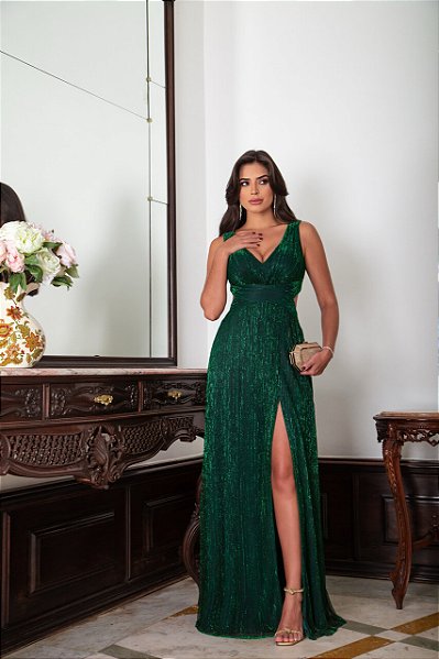 Vestidos Longos Vestido Gala Verde Esmeralda Zibeline Vestido