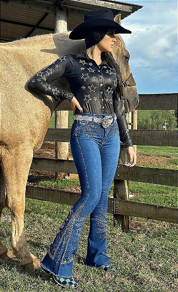 Body Cirre Black Texas Ranch Dourado - Texas Ranch Jeans