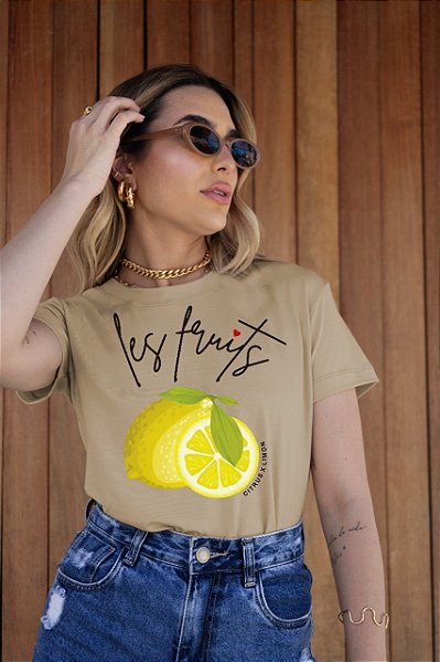 T-SHIRT PLUS SIZE LES FRUITS LEMON DTF BEGE XG - Dallas T-shirts