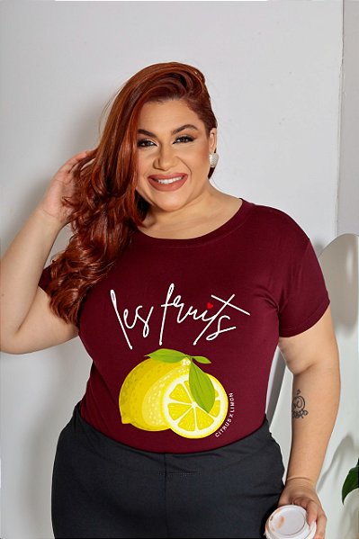 T-SHIRT PLUS SIZE LES FRUITS LEMON DTF BEGE XG - Dallas T-shirts