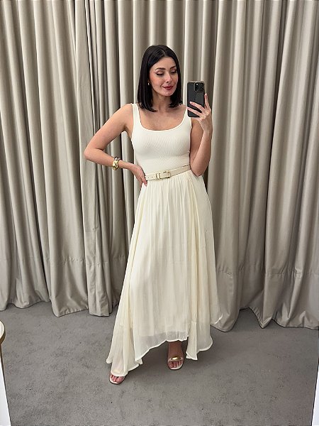 Vestido Longo Chiffon Minimalista Lara - LE ROSE - contemporânea