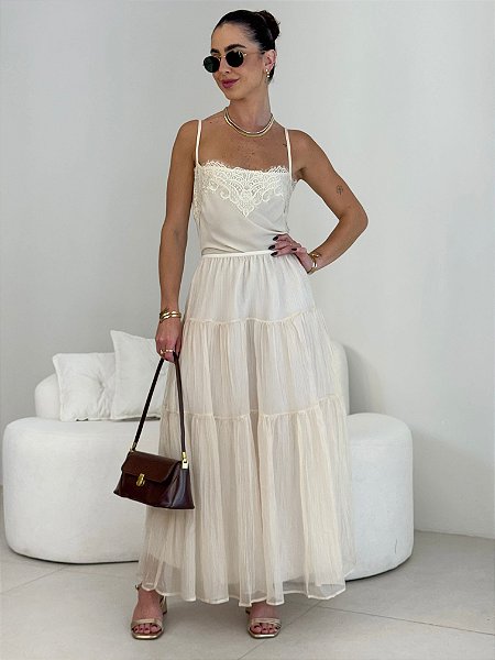 Vestido Longo Chiffon Minimalista Lara - LE ROSE - contemporânea