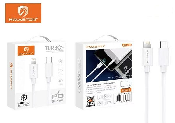 Cabo de Dados Turbo PD 65W Tipo-C Nylon 2M - Hmaston