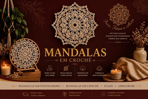 Mini Banner Mandalas em Crochê