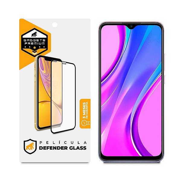 Película para Xiaomi Redmi 9 Prime - Defender Glass Preta - Gshield