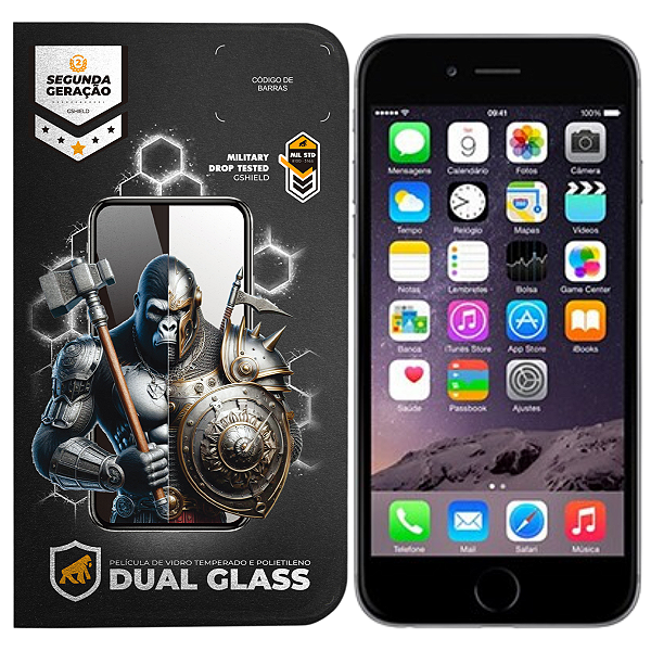Película para iPhone 6 Plus e 6S Plus - Dual Glass Preta - Gshield