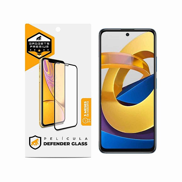 Película para Xiaomi Poco M4 5G - Defender Glass Preta - Gshield