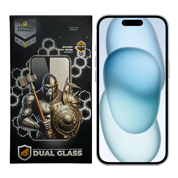 Película para iPhone 15 Plus - Dual Glass Preta - Gshield