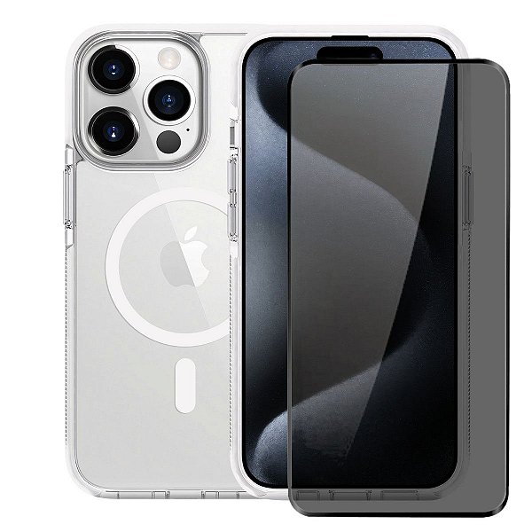 Kit Capa Anti-Slip Magsafe e Pelicula Defender Pro Privacidade para iPhone 15 Pro - Gshield