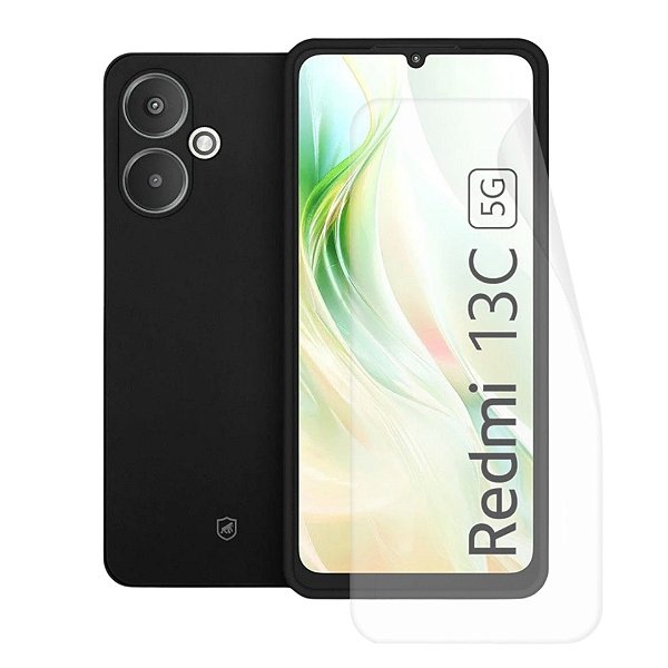Kit Capa Silicon Veloz e Película Hydrogel HD para Xiaomi Redmi 13C 5G - Gshield