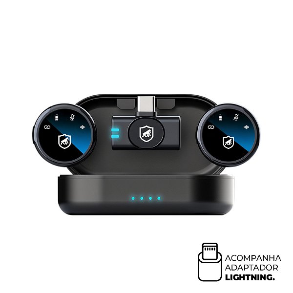 Microfone de Lapela Magnética Sem Fio com Redução de Ruído - Armor - Preta - Gshield
