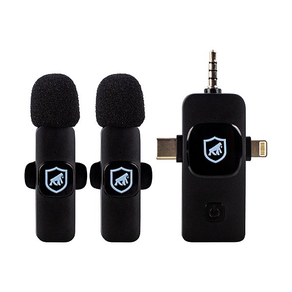 Microfone de Lapela 3 em 1 - Tipo C / Lightning / P3 - Flex - Gshield