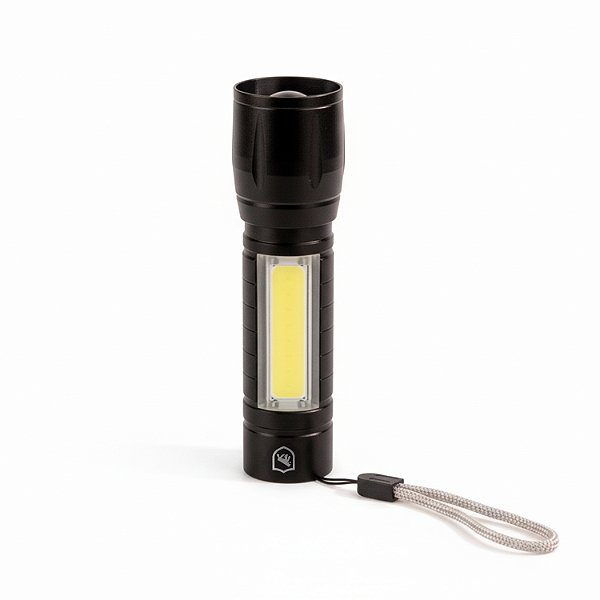Lanterna Tática LED Compacta Recarregável - Luz Frontal + COB Lateral - Hybrid - Gshield