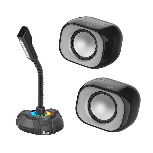Kit Alto Falante 2.0 para PC + Microfone para Desktop - HP