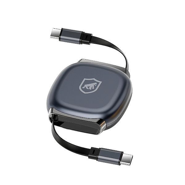 Cabo Retrátil Tipo C / Tipo C 100W Fast Charge 1M, Transferência 480Mb/s, Compatível com Smartphones, Notebooks e Centrais Automotivas - Victus - Gshield