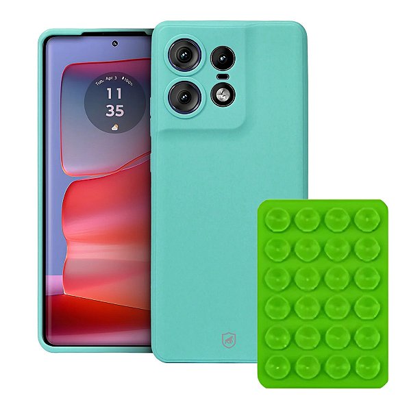 Kit Capa Silicon Veloz para Motorola Moto Edge 50 Pro +  Ventosa - Verde - Gshield