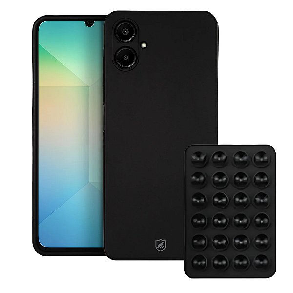 Kit Capa Silicon Veloz para Samsung Galaxy A06 +  Ventosa - Preta - Gshield