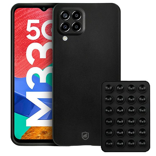 Kit Capa Silicon Veloz para  Samsung Galaxy M33 +  Ventosa - Preta - Gshield