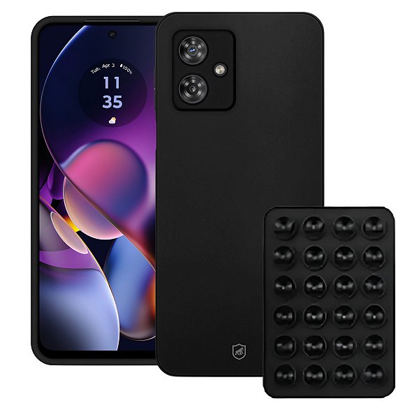 Kit Capa Silicon Veloz para Motorola Moto G54 + Ventosa - Preta - Gshield