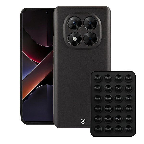 Kit Capa Silicon Veloz para  Xiaomi Poco X7 +  Ventosa - Preta - Gshield