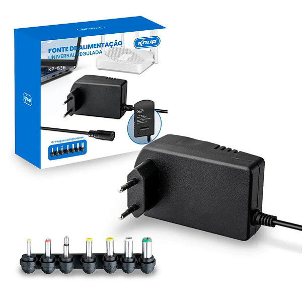 Fonte de Alimentação Universal para Notebook 3-12V com 7 plugs - KNUP