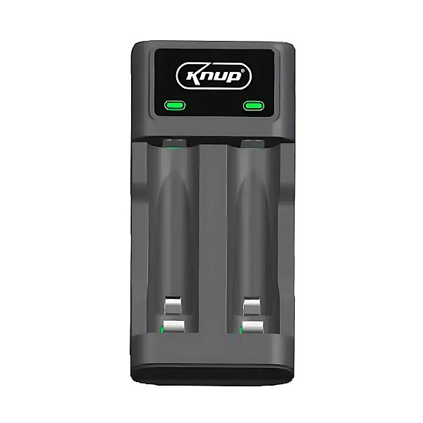 Carregador de Pilhas e Baterias Recarregáveis - Preto - KNUP