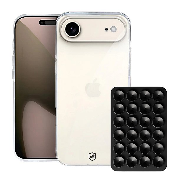 Kit Capa Crystal Slim para iPhone Air + Ventosa - Preto - Gshield