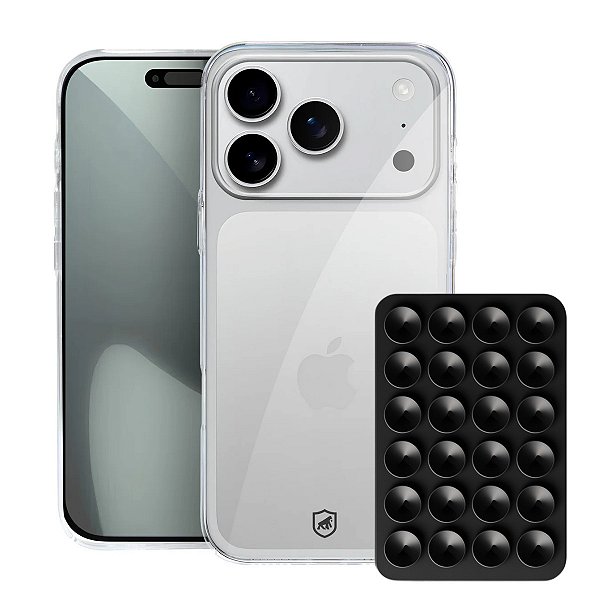 Kit Capa Crystal Slim para iPhone 17 Pro +  Ventosa - Preto - Gshield