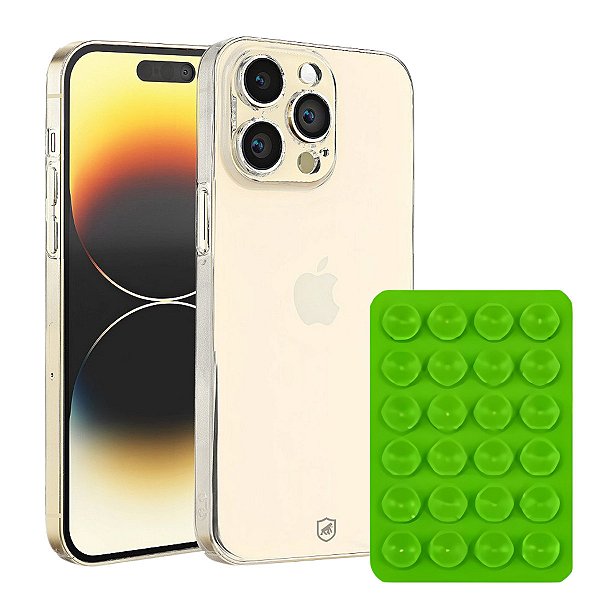 Kit Capa Crystal Slim para iPhone 14 Pro + Ventosa - Verde - Gshield