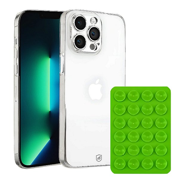 Kit Capa Crystal Slim para iPhone 13 Pro Max + Ventosa - Verde - Gshield