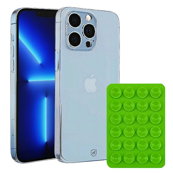 Kit Capa Crystal Slim para iPhone 13 Pro + Ventosa - Verde - Gshield