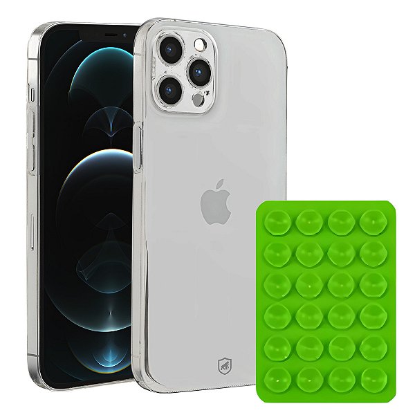 Kit Capa Crystal Slim para iPhone 12 Pro Max + Ventosa - Verde - Gshield