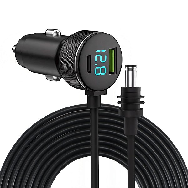 Carregador Veicular + Cabo de Força Starlink DC/TC 65W-100W - 2M - VERDE